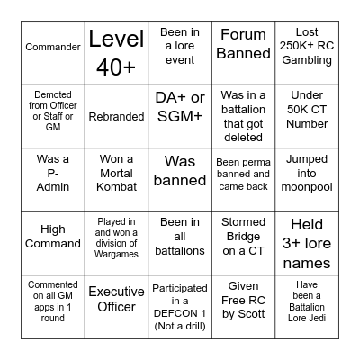 Updated CWRP Bingo Card