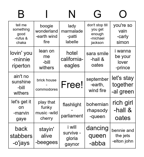 70s Bingo - JP Bingo Card