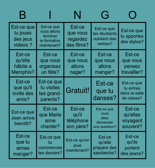 Est-ce que Bingo Card