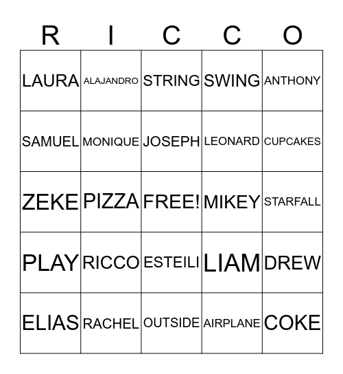 Birthday Bingo Card