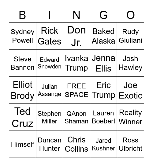 Trump Final Pardon Bingo Card
