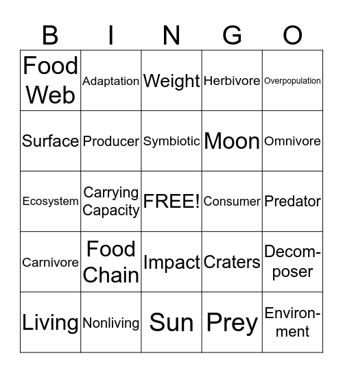 Set 5 Bingo Card