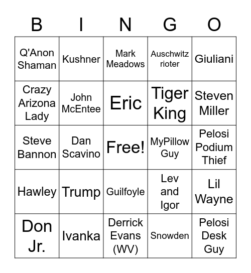 Presidential Pardons Bingo Card