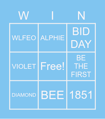 BID DAY BINGO <> Bingo Card