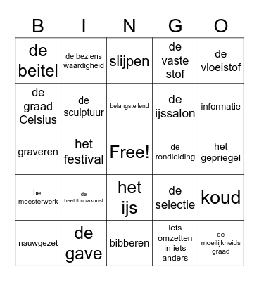 Woorden van les 1 Bingo Card