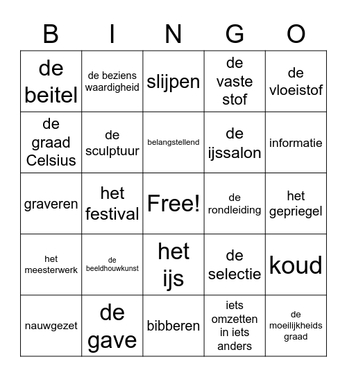 Woorden van les 1 Bingo Card