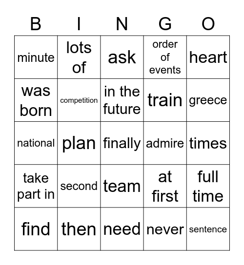 Meet Haile Satayin - English for Today - p.58 Bingo Card
