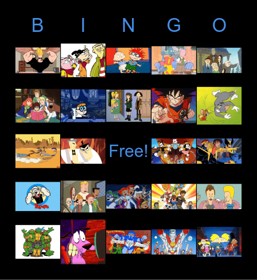 90's Cartoons Bingo Card