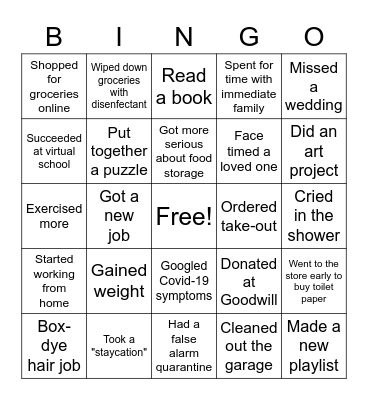 QUARANTINE BINGO Card