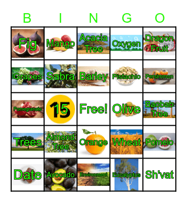 Ti BiSh'vat Bingo Card