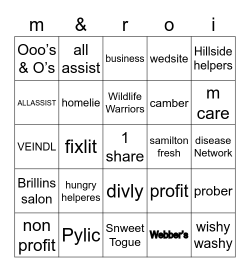 m and ro Bingo Card