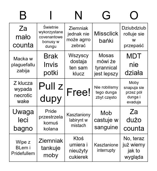 Mythic + Shadowlands Bingo Card