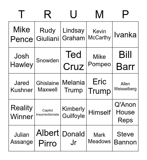 Who Will Trump Pardon?? Bingo Card