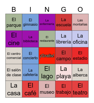 ¿Adónde vas? Bingo Card