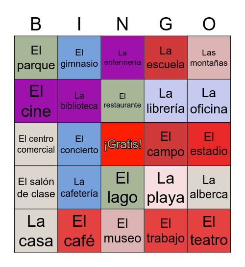 ¿Adónde vas? Bingo Card