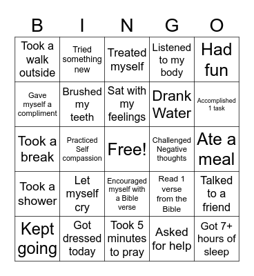 Hyphen Self-Care Bingo Card