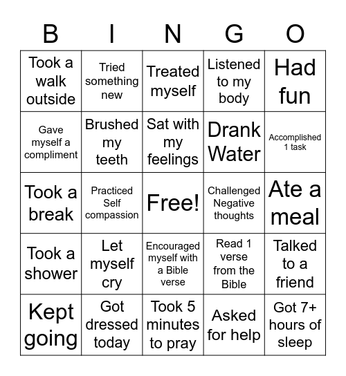 Hyphen Self-Care Bingo Card