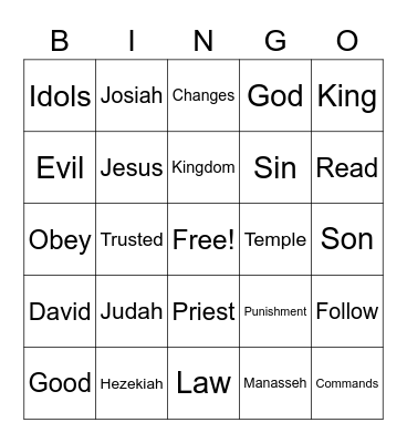 Bible Story Bingo Card