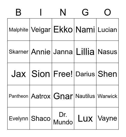 Nathan Bingo Card