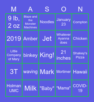 Mason's Bingo Trivia Bingo Card