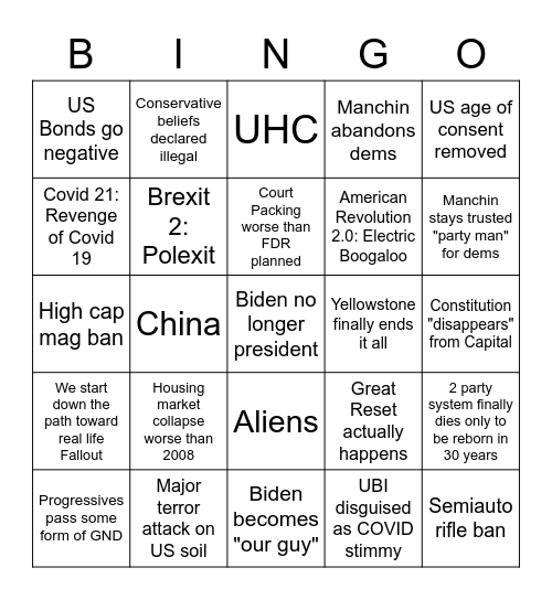 2021 Bingo Card