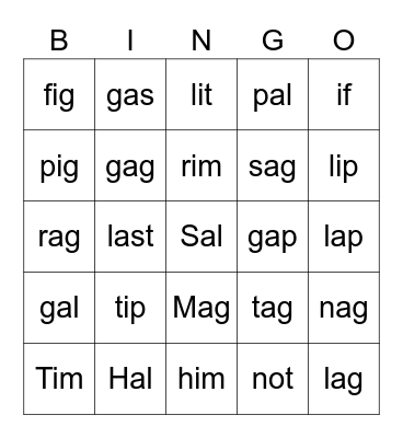 Phonics Bingo 3 Bingo Card