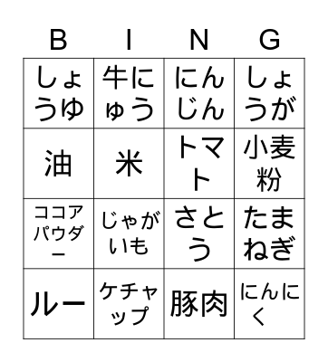 Shopping Bingo Card