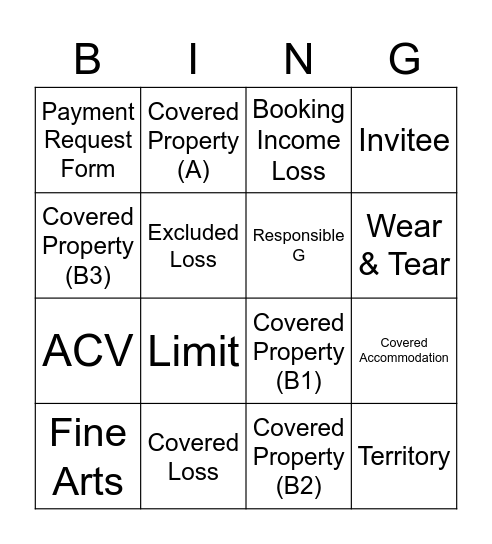 Airbnb ToS Section ll - Key Defined Terms Bingo Card