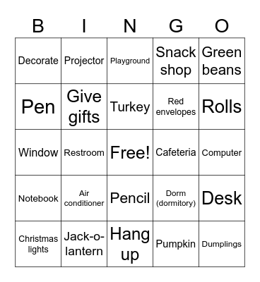 English review Bingo Card