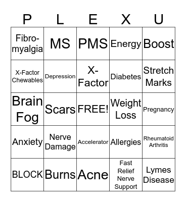 PLEXUS Bingo Card