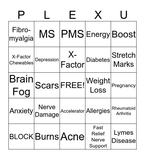 PLEXUS Bingo Card