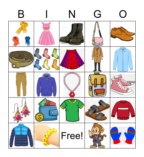 CLOTHING! Bingo Card