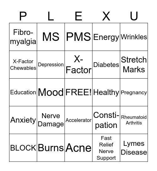 PLEXUS Bingo Card