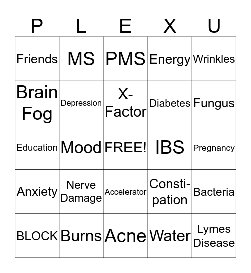 PLEXUS Bingo Card