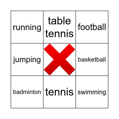 I like playing sports! Bingo Card