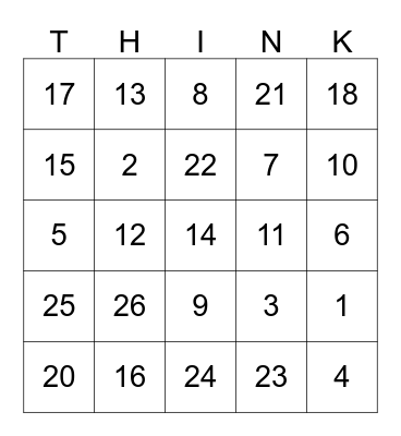 Test Taking Tips Bingo Card