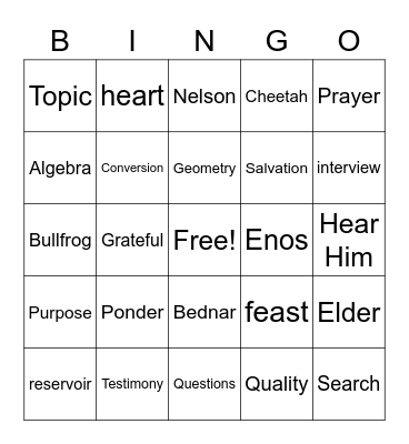 Scripture Bingo Card