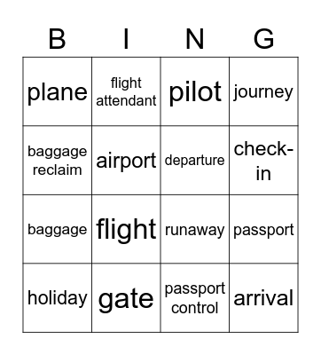 Fly away Bingo Card