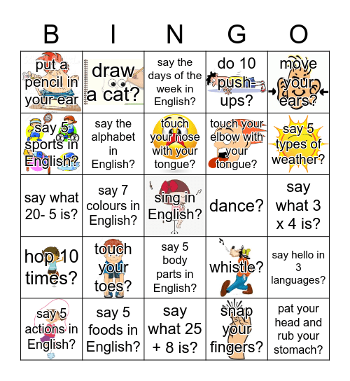 Can you...... Bingo Card