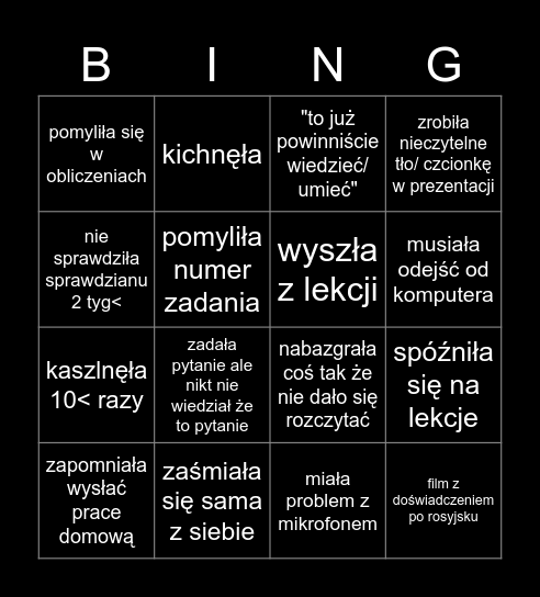 pieprzyk Bingo Card