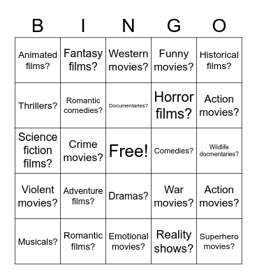 What do you think of__________? Bingo Card