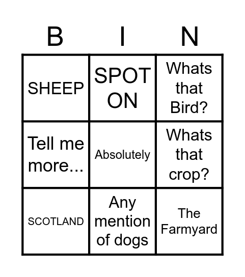 Monday Afternoon Bingo Card