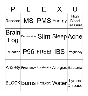 PLEXUS Bingo Card