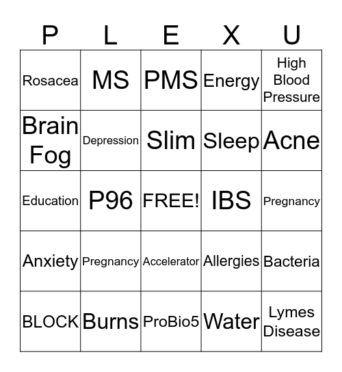 PLEXUS Bingo Card