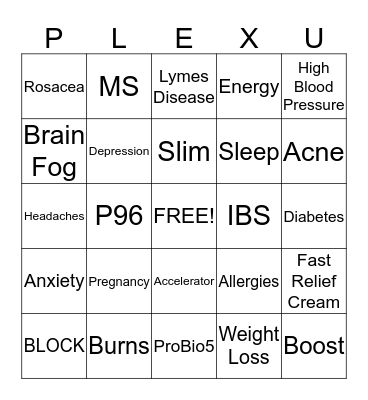 PLEXUS Bingo Card