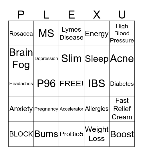 PLEXUS Bingo Card