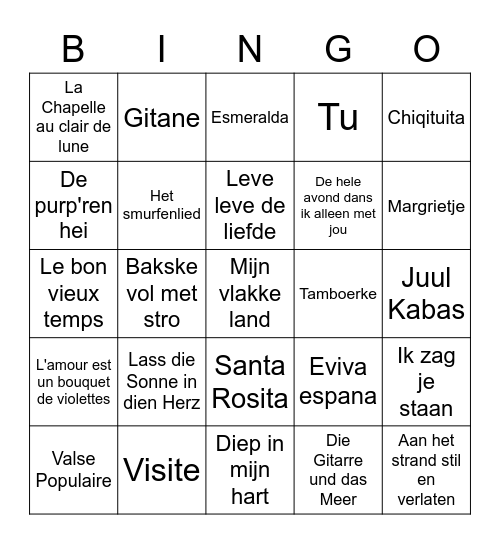 Muziek uit de oude doos Bingo Card