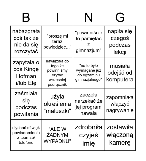 bujnowska Bingo Card