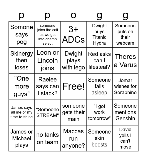 Discord Bingo Card