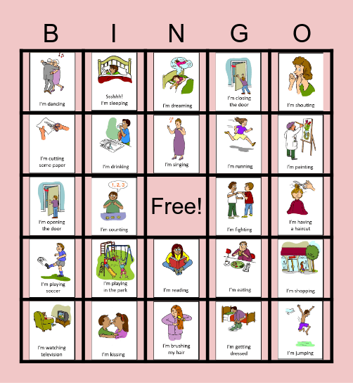 Actions Bingo Card